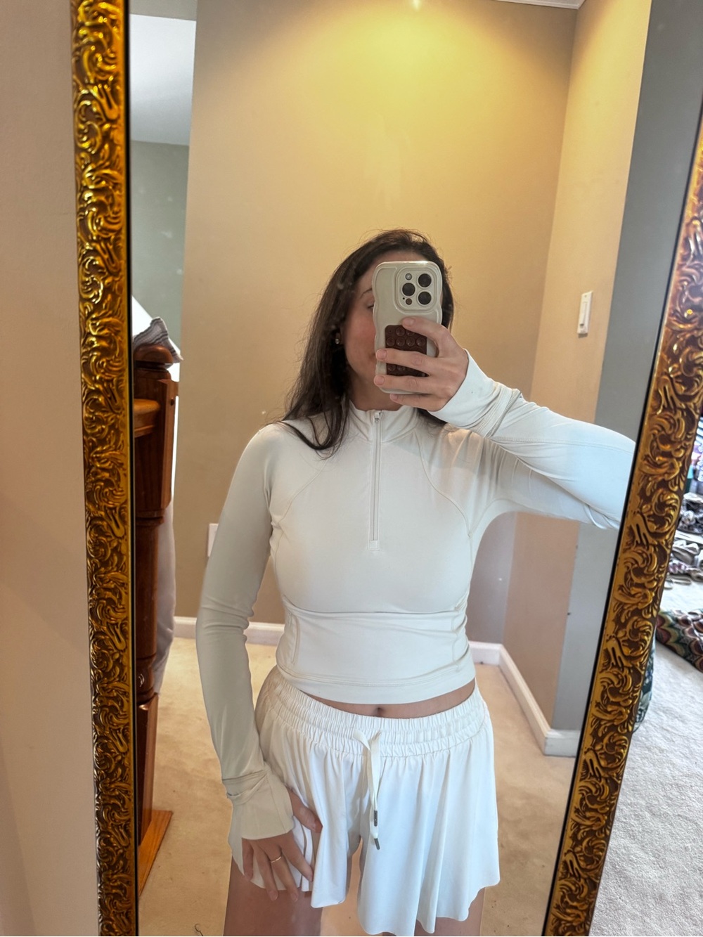 lululemon athletica White Long-Sleeve Quarter-Zip Crop Top